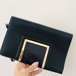 JIMMY CHOO *new* Blue Leather & Snake Clutch